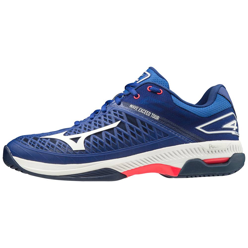 Scarpe Tennis Mizuno Wave Exceed Tour 4 AC Uomo - Blu/Bianche - 03654-EOJY